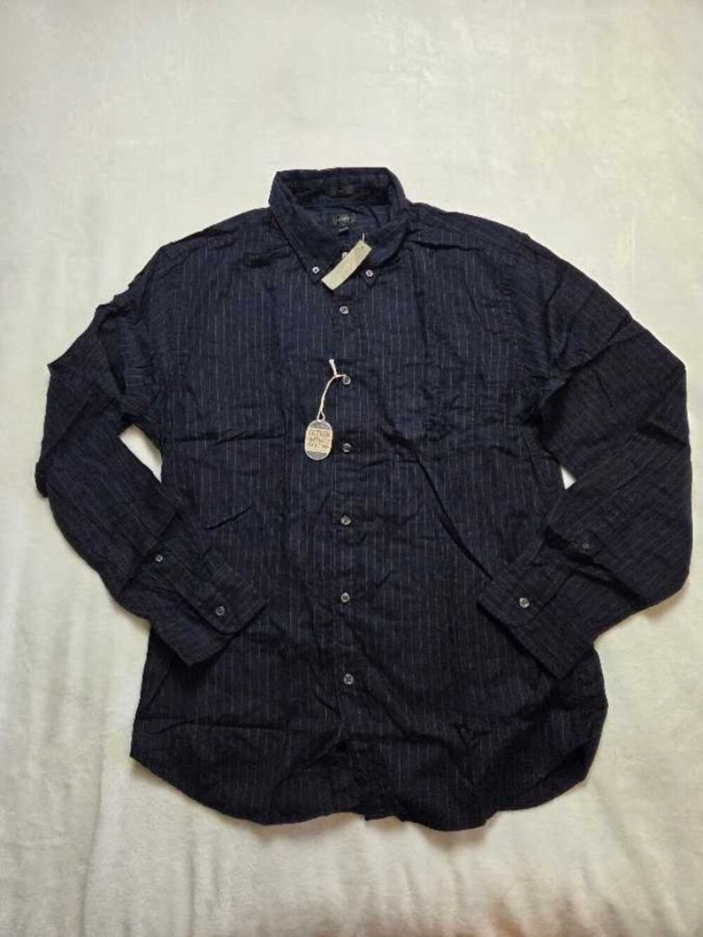 New XL J.Crew slim brushed heather twill shirt in pinstripe dark navy